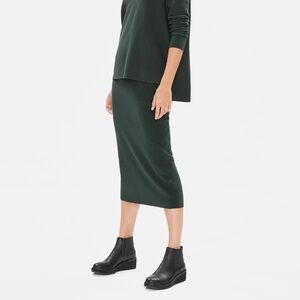 Eileen Fisher Deep Hemlock Green Luxe Merino Pencil Skirt